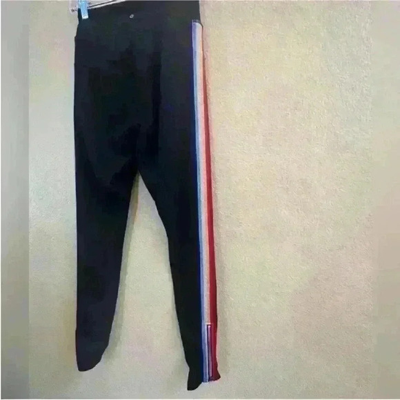 Spiritual Gangster "Rainbow Track Tight" Black With 5 Colored Stripes Small EUC - Picture 10 of 11